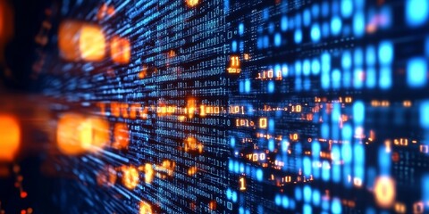 Obraz premium Vibrant blue and red background showcasing binary code.