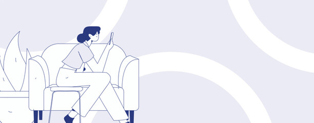 Home indoor character scene flat vector concept operation hand drawn illustration
