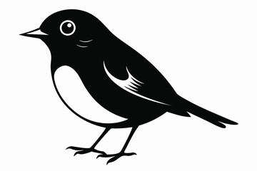 Obraz premium robin silhouette line art vector illustration with a white background