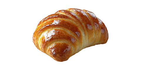 Fototapeta premium Golden Croissant. Freshly Baked Pastry For Breakfast And Bakery Promotion Isolated On Transparent Background