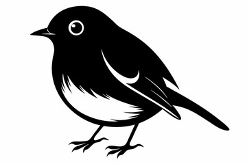 Fototapeta premium robin silhouette line art vector illustration with a white background