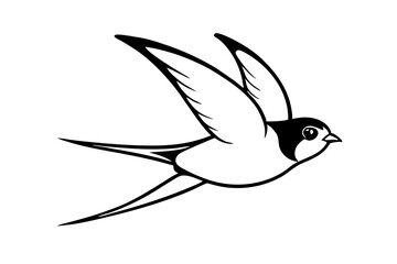swallow silhouette line art vector illustration with a white background