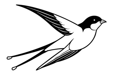 swallow silhouette line art vector illustration with a white background