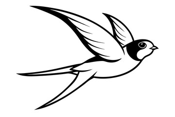 swallow silhouette line art vector illustration with a white background