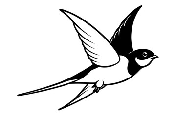 swallow silhouette line art vector illustration with a white background