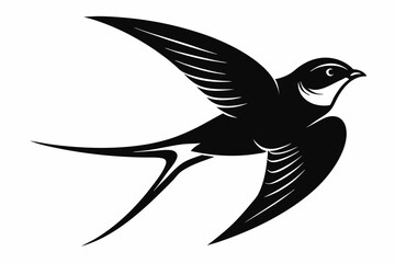 swallow silhouette line art vector illustration with a white background