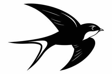 swallow silhouette line art vector illustration with a white background
