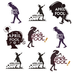 silhouette April fool white background