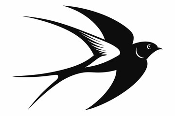 swallow silhouette line art vector illustration with a white background