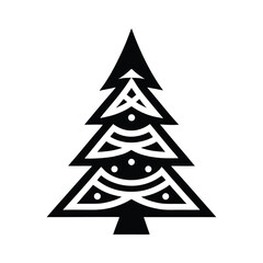 Obraz premium christmas tree tribal style black silhouette vector for web and graphic