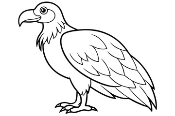 vulture silhouette line art vector illustration with a white background