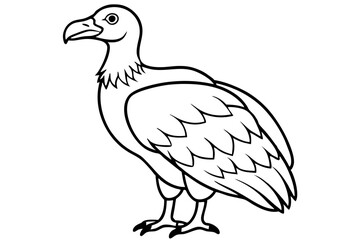 vulture silhouette line art vector illustration with a white background