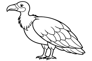 vulture silhouette line art vector illustration with a white background