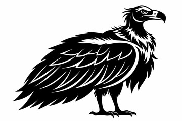 vulture silhouette line art vector illustration with a white background