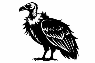 vulture silhouette line art vector illustration with a white background