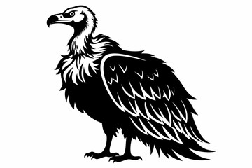 vulture silhouette line art vector illustration with a white background