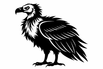 vulture silhouette line art vector illustration with a white background