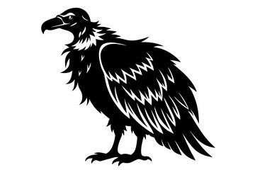 vulture silhouette line art vector illustration with a white background