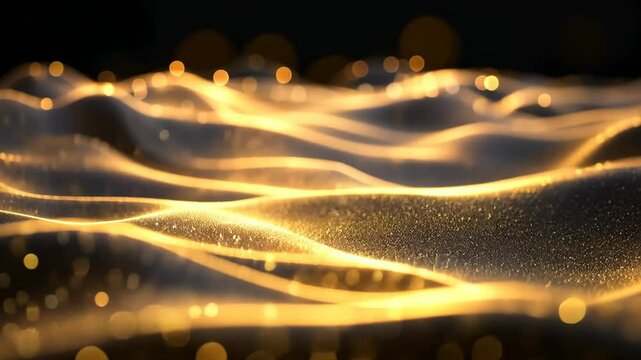 Waves of shimmering gold gliding through a vast cosmic expanse in a mesmerizing display of light and texture Generative AI