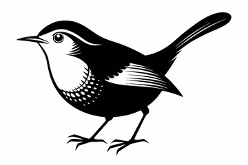 Obraz premium wren silhouette line art vector illustration with a white background
