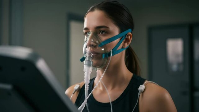 Woman Undergoing Exercise Respiratory Testing