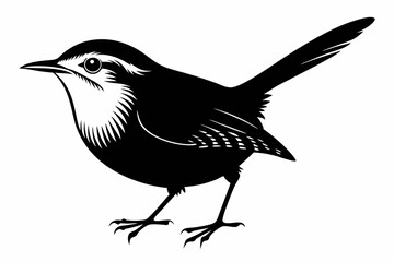 Obraz premium wren silhouette line art vector illustration with a white background