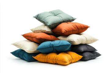 Artfully isolated decorative floor cushions in vibrant colors modern living space product photography minimalist environment close-up view cozy concept