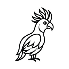 Obraz premium cockatoo tribal style black line art vector on white for web and graphic