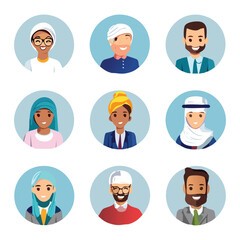 Fototapeta premium People Avatar Line Icons Set 