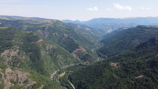 Amazing Aerial view of iskar gorge near village of Bov, Balkan Mountains, Bulgaria
