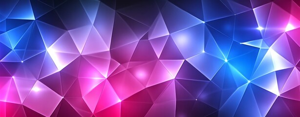 Obraz premium A dark background filled with sparkling elements provides the setting for a glowing digital wireframe diamond that shines with blue and yellow lights