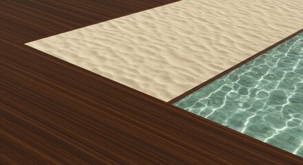 Obraz premium Textured surfaces of wood, sand, and water in modern design 