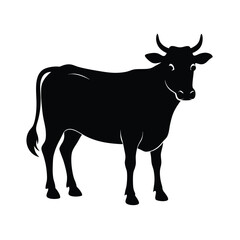 cow black silhouette vector on white background for web and graphic