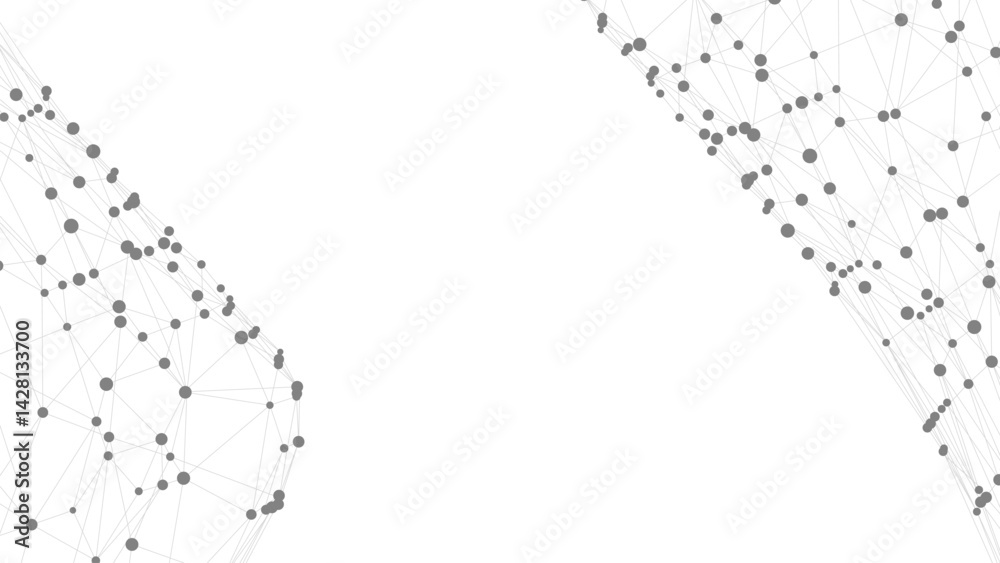 Poster Dots connected by lines. Abstract wave. Minimalist mesh. Abstract polygonal shape.