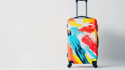 Fashionable Summer Suitcase on White Background for Travel Themes