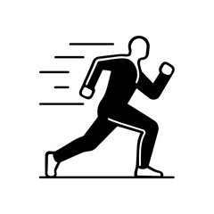 
A dynamic line-and-fill icon of a running person, representing movement, fitness, and an active lifestyle. 