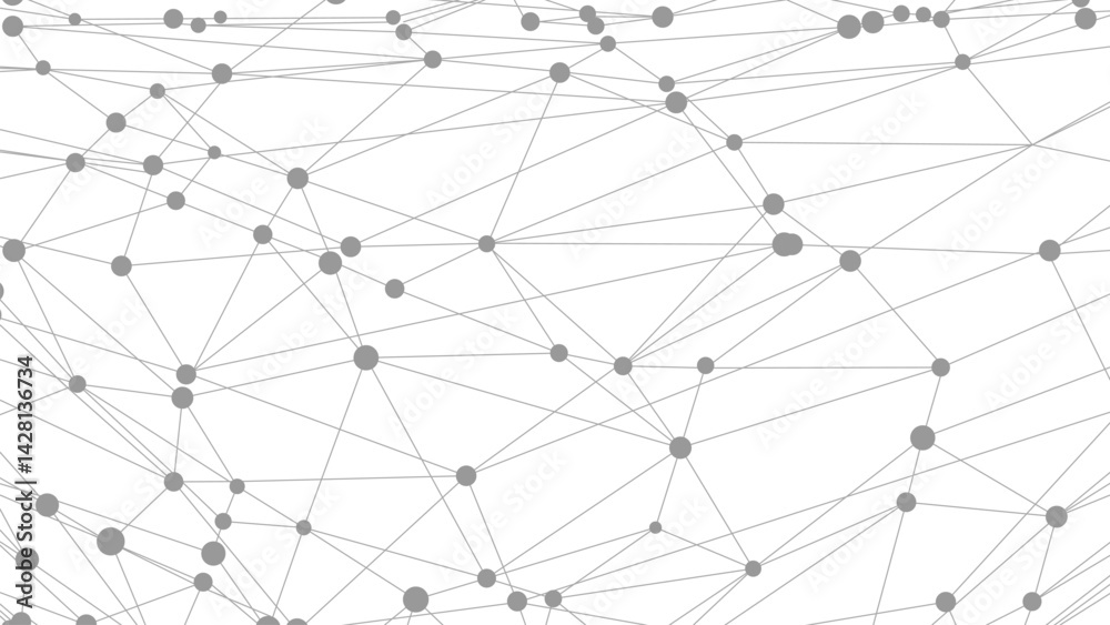 Poster Dots connected by lines. Abstract wave. Minimalist mesh. Abstract polygonal shape.
