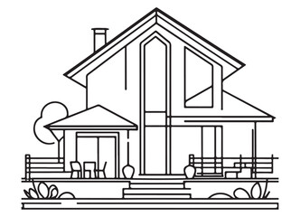 Contemporary Home Design Illustration Vector Architectural Drawing with Style