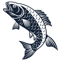 silhouette fish on white background