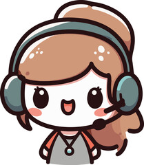 Girl wearing headphone for communicating online