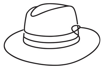 Elegant Fedora Hat One Line Vector Art Illustration Download