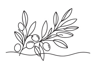 Olive Branch Continuous Line Art Symbol of Peace and Harmony