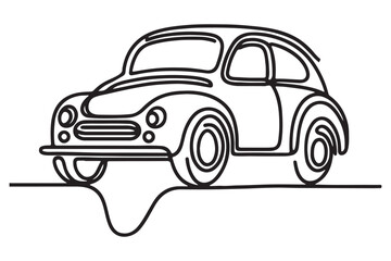 Vintage Car Silhouette Outline Vector Drawing for Automotive Designs