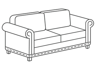 vector line art  sofa illustration perfect for use in a real estate app, furniture e-commerce site, hotel booking website, interior design project, etc.