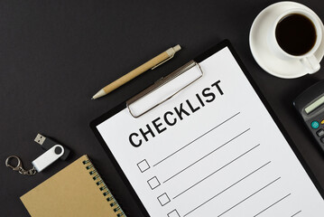 Checklist on black background
