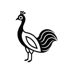 indian peafowl tribal style black line art vector for web and graphic