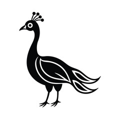 indian peafowl tribal style black line art vector for web and graphic