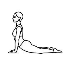 cobra pose bhujangasana icon, cobra pose bhujangasana line art - simple line art of cobra pose bhujangasana, perfect for cobra pose bhujangasana logos and icons