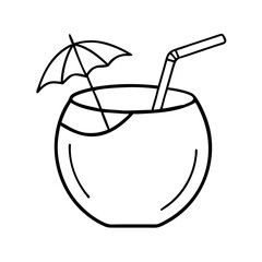 coconut drink icon, coconut drink line art - simple line art of coconut drink, perfect for coconut drink logos and icons