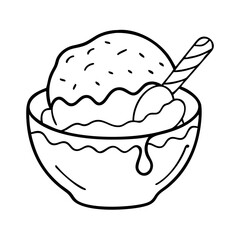 coconut ice cream icon, coconut ice cream line art - simple line art of coconut ice cream, perfect for coconut ice cream logos and icons